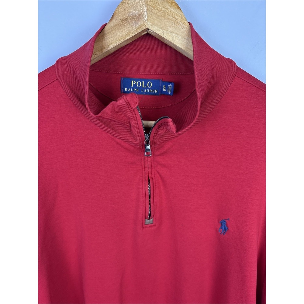 Polo Ralph Lauren Performance Sweater XL Men Red Long Sleeve 1/4 Zip Old Money - Picture 1 of 9